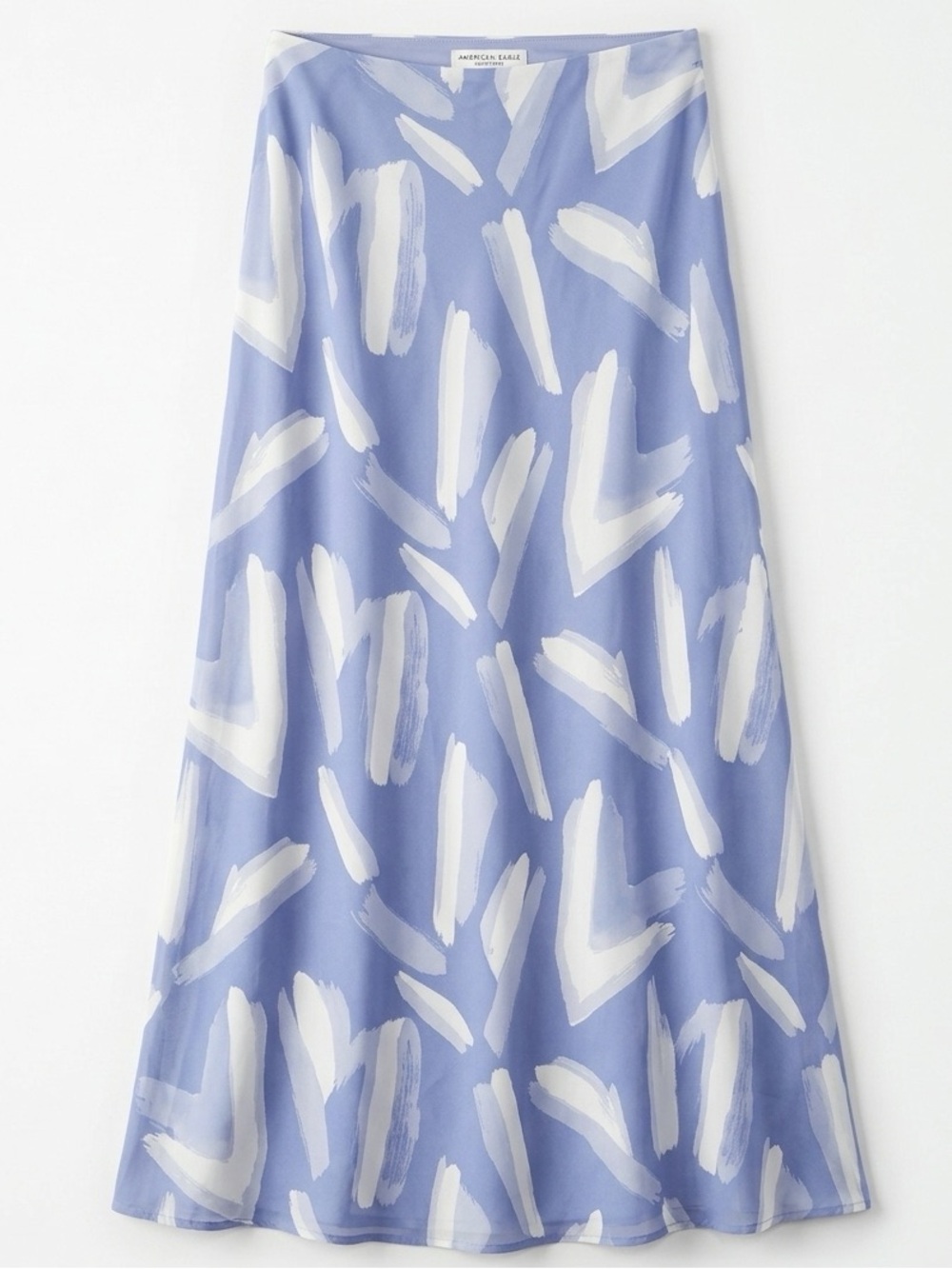 Abercrombie & Fitch Elevated Flowy Maxi Skirt Blue Abstract Brushstroke S